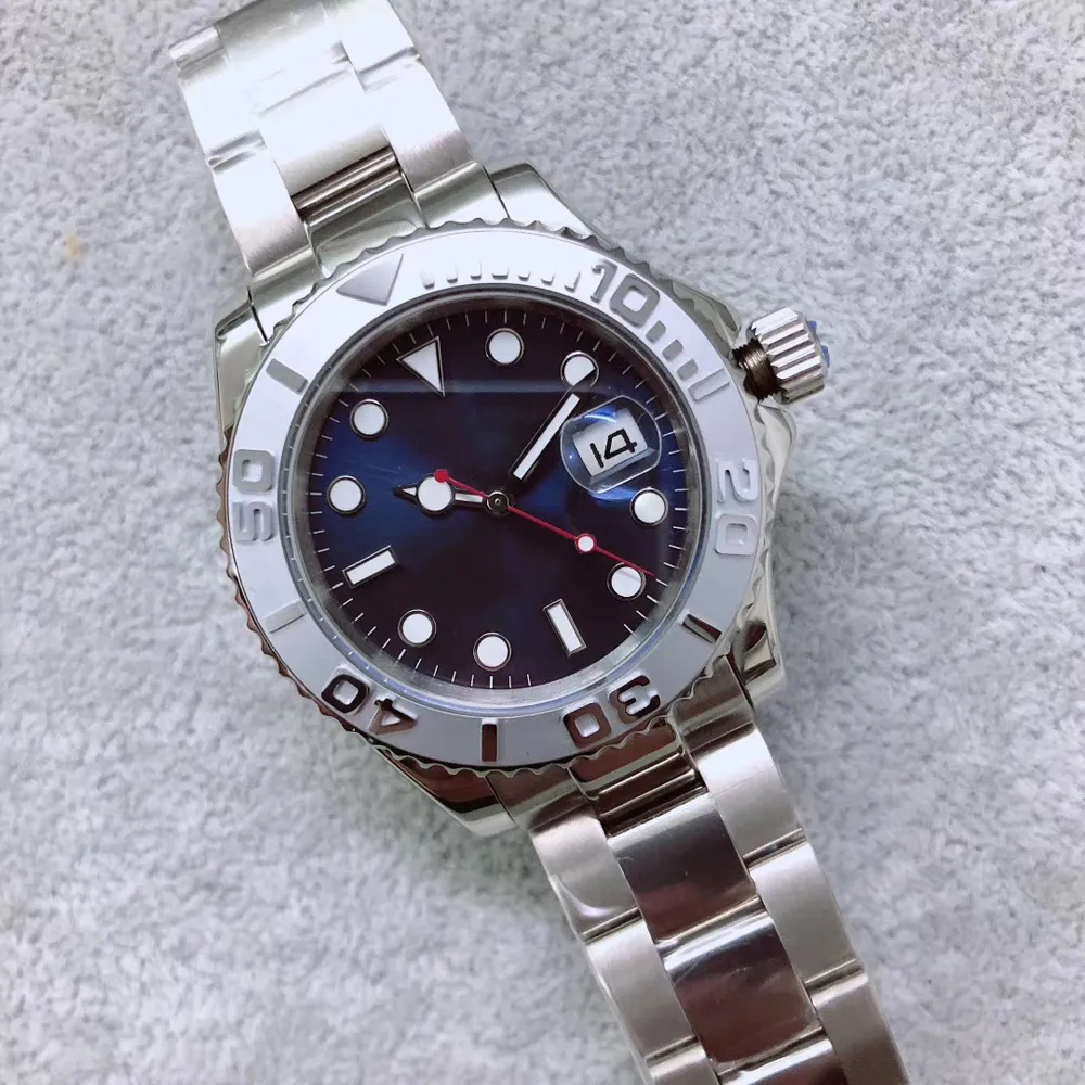 U1 St9 Master 40 Automatische Blauwe Wijzerplaat Horloge Roestvrij Stalen Armband Heren Horloge Krasbestendig Sapphire Crystal Horloges Wit3303