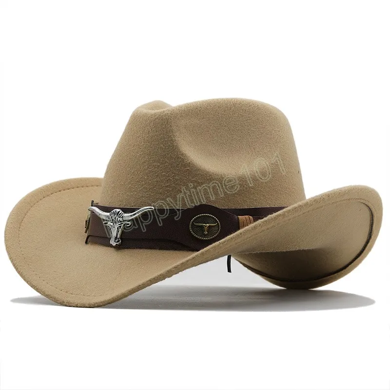 Wome Men Black Wool Chapeu Western Cowboy Kapelusz Dżentelmen Jazz Sombrero Hombre Cap Cowgirl Hats Rozmiar 56-58cm