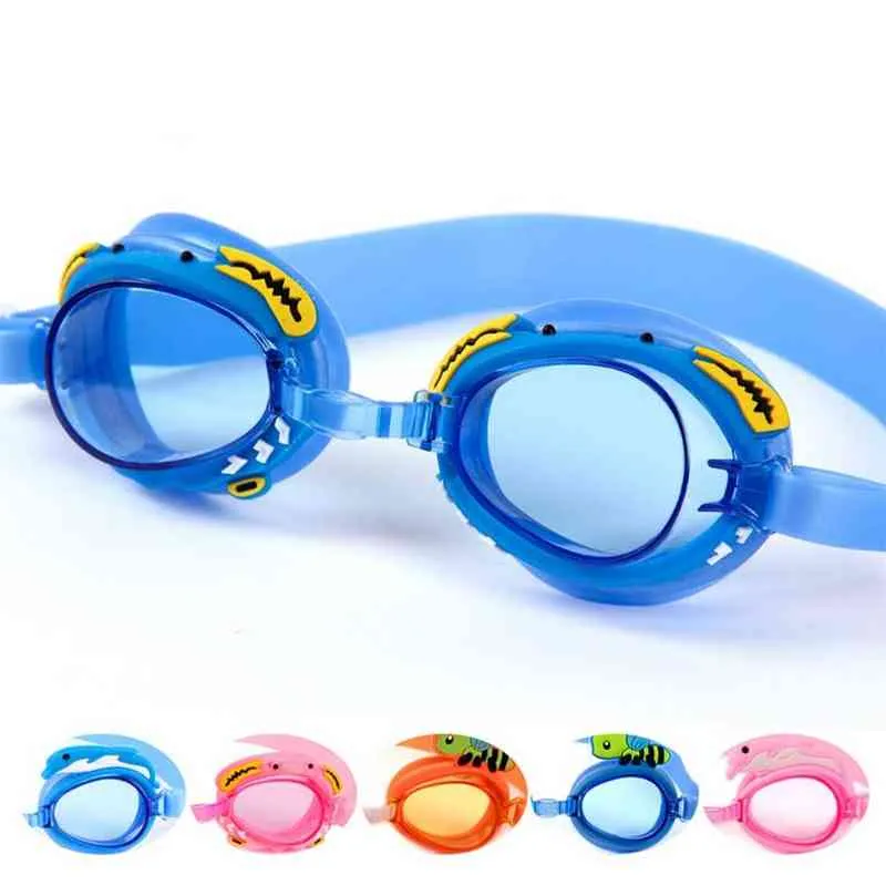 Waterproof Anti-fog Swimming Glasses Cartoon Toddler Swimming Goggles Flat Spot Diving Swimwear Eyewear Eyeglasses G220422