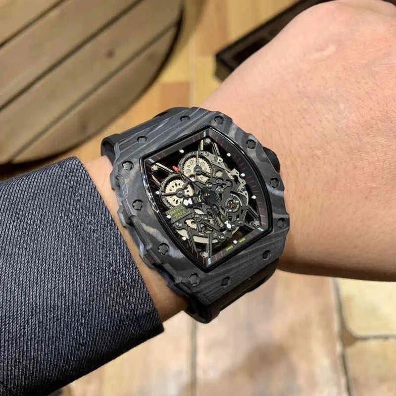 Milles Watch RicharMilles Watches Luxury Mechanical Mechanical Movement Ceramic Dial Rubber strap Richa Wristwatch Business Rm3502 Black Carbon Fiber Tape Lu