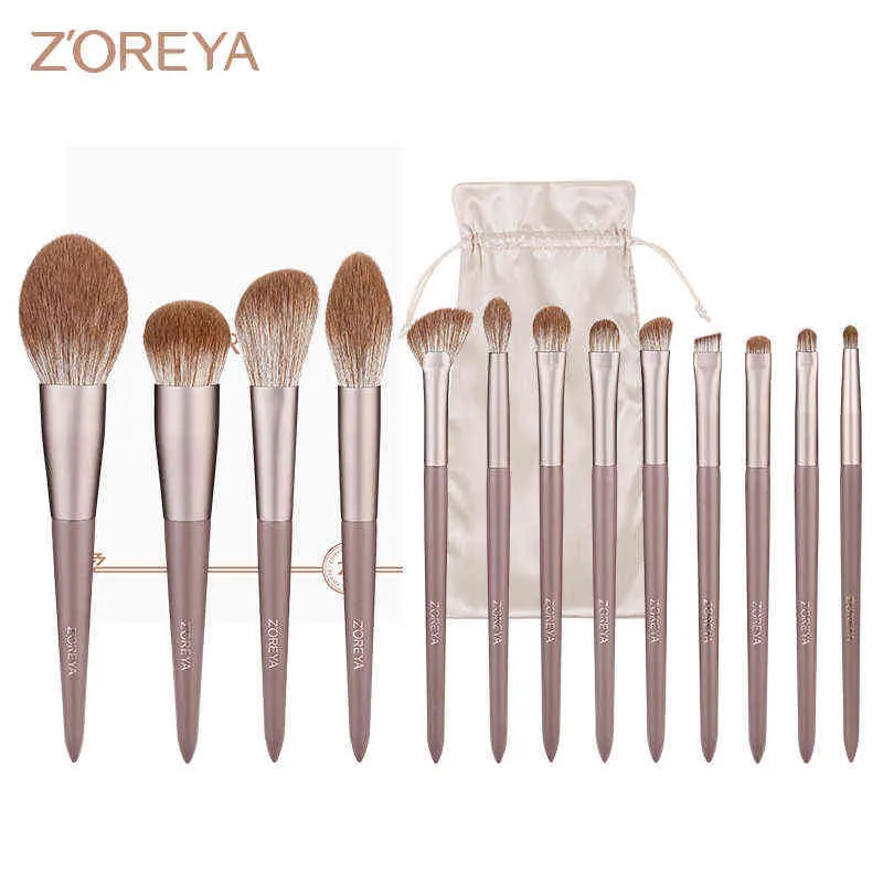 Outils de maquillage Zoreya 13pcs Brush Set Kit Fibre Douce Yeux Visage Brosses Fard À Paupières Haute Qualité Cosmétique Cheveux Synthétiques Boîte Cadeau Pro220422