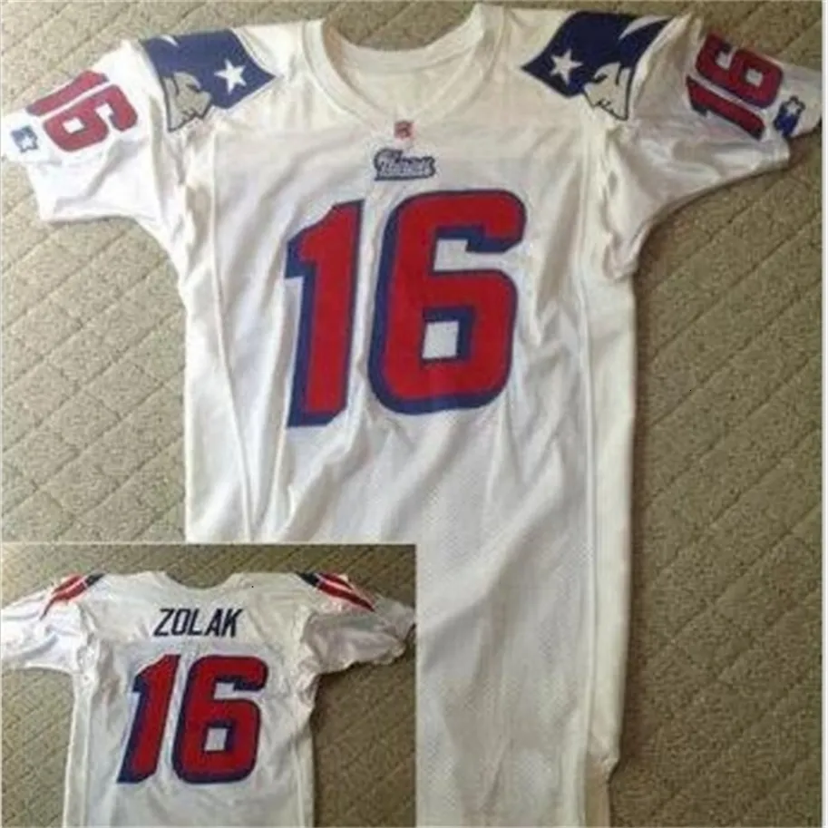 Uf Chen37 Goodjob Men Scott Zolak #16 Team Issued 1990 White College Jersey Size S 4XL Or Custom 