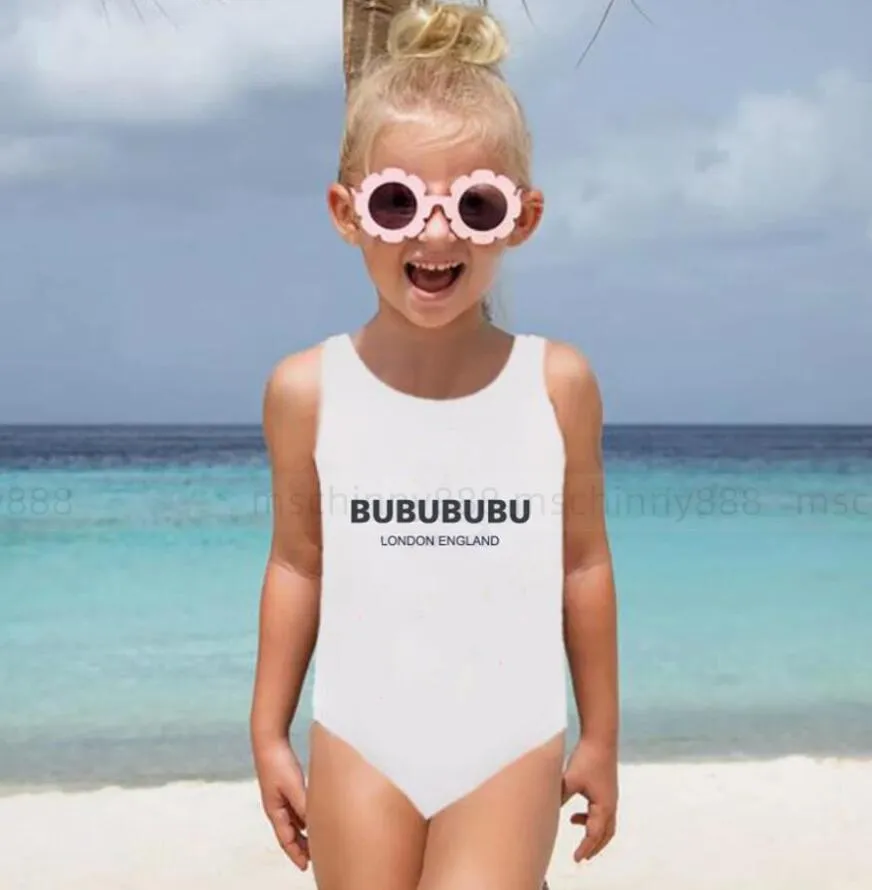 Bebek Kız Tek Parça Mayo Marka Mektup Mayo Çocuk Banyo Kız Bikini Yüzmek Giysi Yaz Çocuk Giyim