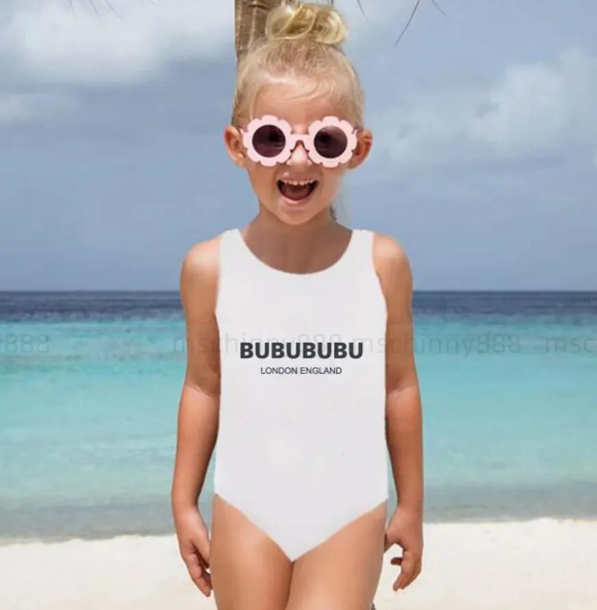 Baby Girl One-Pieces badkläder märke Bokstav baddräkt barn badar flickor bikinis badkläder sommar barnkläder