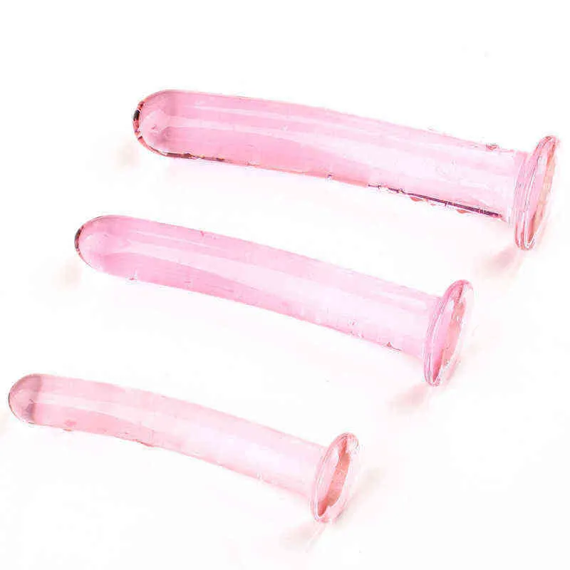 nxy dildos 분홍색 유리 딜도 가짜 음경 크리스탈 항문 구슬 엉덩이 플러그 플러그 전세기 마사지 g 스팟 암컷 자위 장난감 여성을위한 섹스 토이 0210