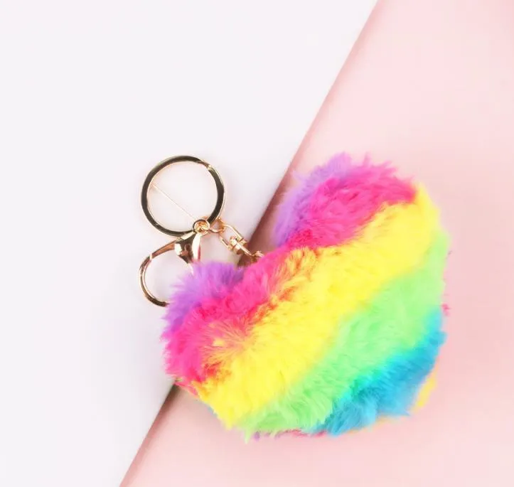 Party Favor Fashion Love Plush Pendant Heart Key Chain Keychain Cute Stuffed Plush Car Accessories Bag Ball Toy Gifts SN6206