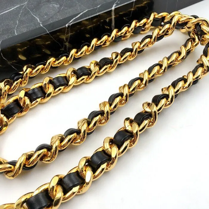 Designer Belts Baroque Gold Plated Copper Snake Link Calfskin Waist Chains With Coin Pendent Vintage Black Metal Real_voghion.com