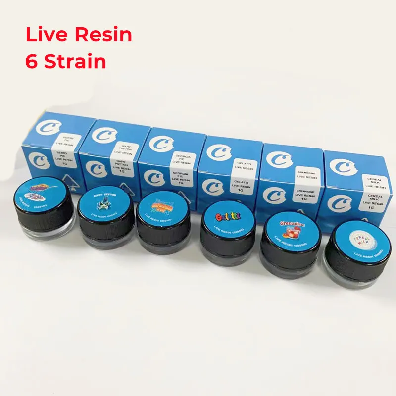 Cokies Wax Containers Live Resin 1G Glass يمكن أن ينهار الجرار Rosin Badder مع مربع