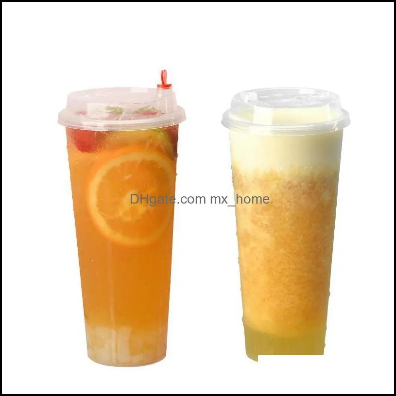 Fedex 20Oz Disposable Plastic Juice Cup With Heart Lid Frosted Milk Tea Cups Food Grade Pp Beverage Container Thicken Transparent Drinks