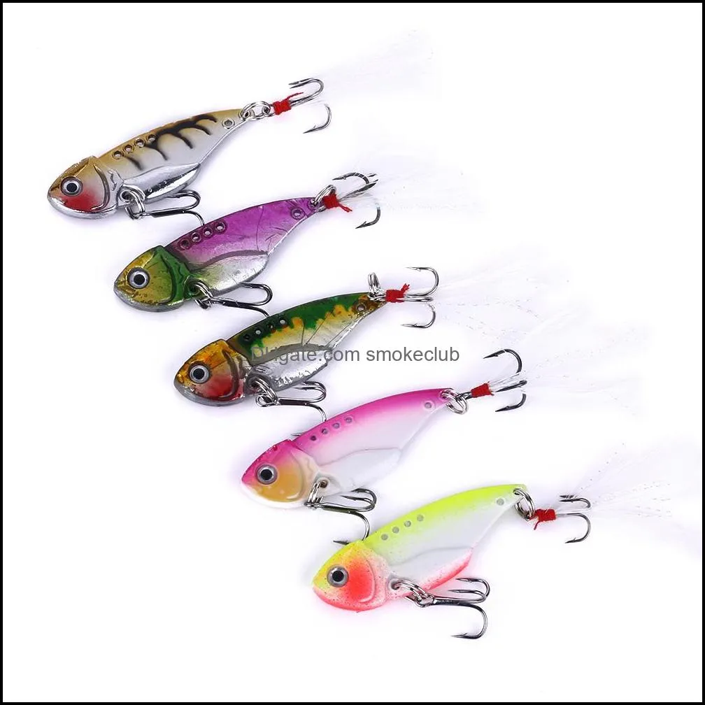 Köder Köder Angeln Sport im Freien Neuer Klingenköder Metall Frische/flache Federn Walleye Crappie Swinger Fliegenhaken Tackle Vib018 Drop Deliv