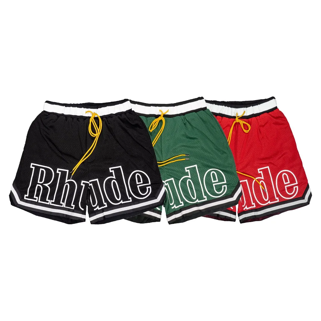 Дизайнерские мужчины RH Limited Rhude Shorts Summer Swing Короткое колено длиной хип -хоп High Street Sports Training пляжные брюки Mens Elastic WA2899