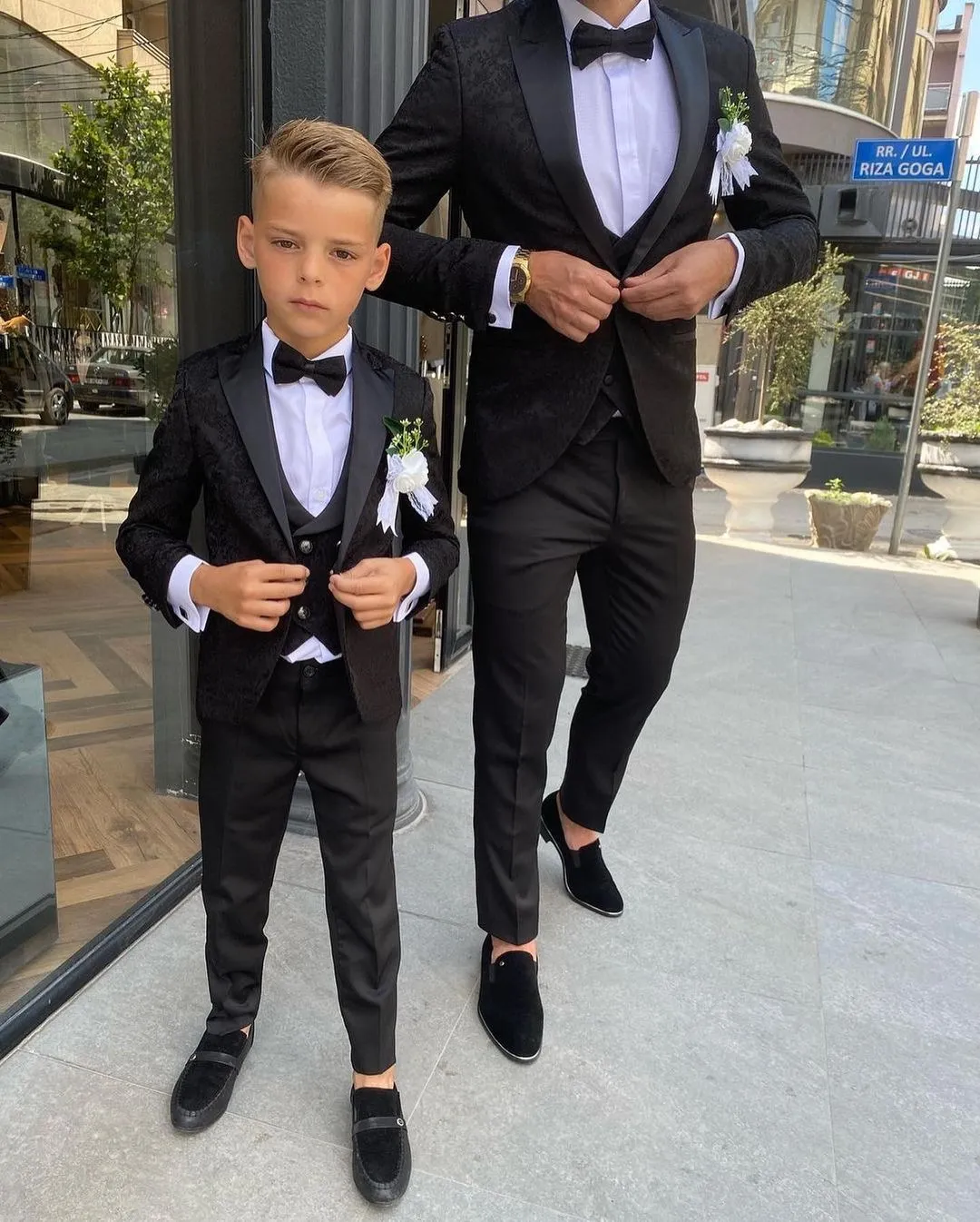 Milano Mayfair Boys' Black Tuxedo Suit – 5-Piece Set For Wedding, Party, Prom