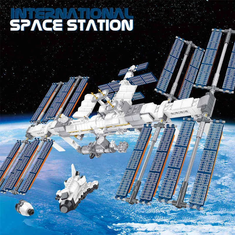 Blocks 876pcs Ideas International Space Station Building Blocks Kit Bricks Classic Movie Model Kids Toys Boys Toy Children Gift T230103