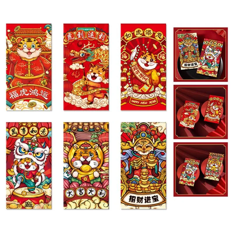 Gift Wrap Chinese Year Red Envelopes 2022 Zodiac Tiger Hong Bao Cartoon Lucky Money Packets For Spring FestivalGift