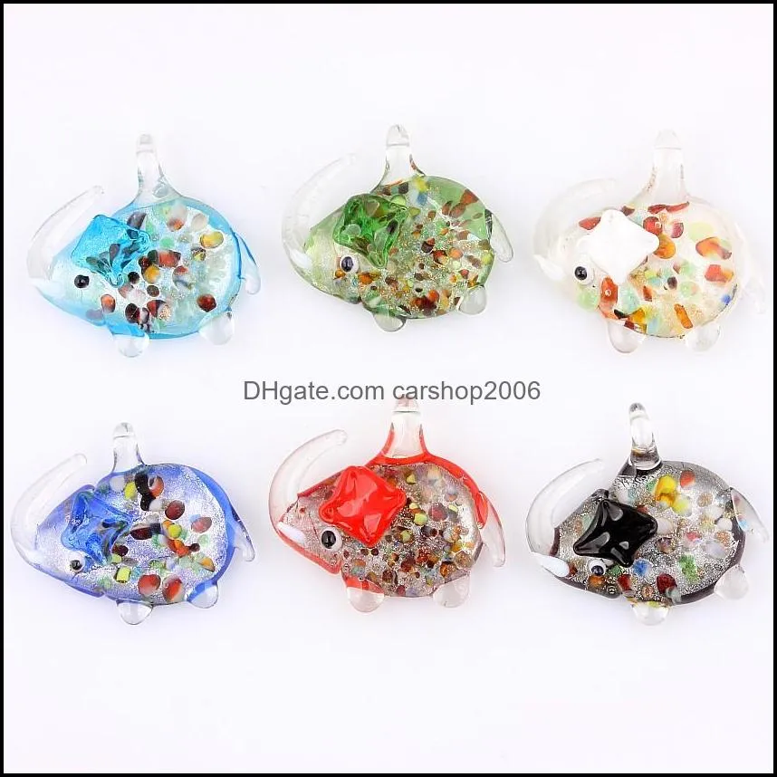 wholesale 6pcs handmade murano lampwork glass mix color elephant pendant fit necklace jewelry gifts