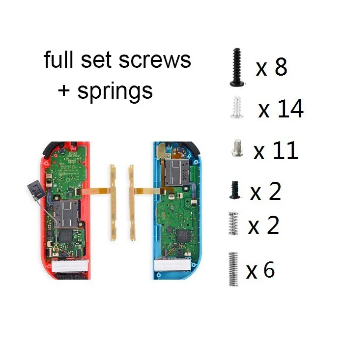 Ressorts à vis complets pour contrôleur Nintend Switch NS Joy-Con gauche droite, jeu complet de vis, Kit de remplacement, accessoires de jeu, haute qualité, livraison rapide