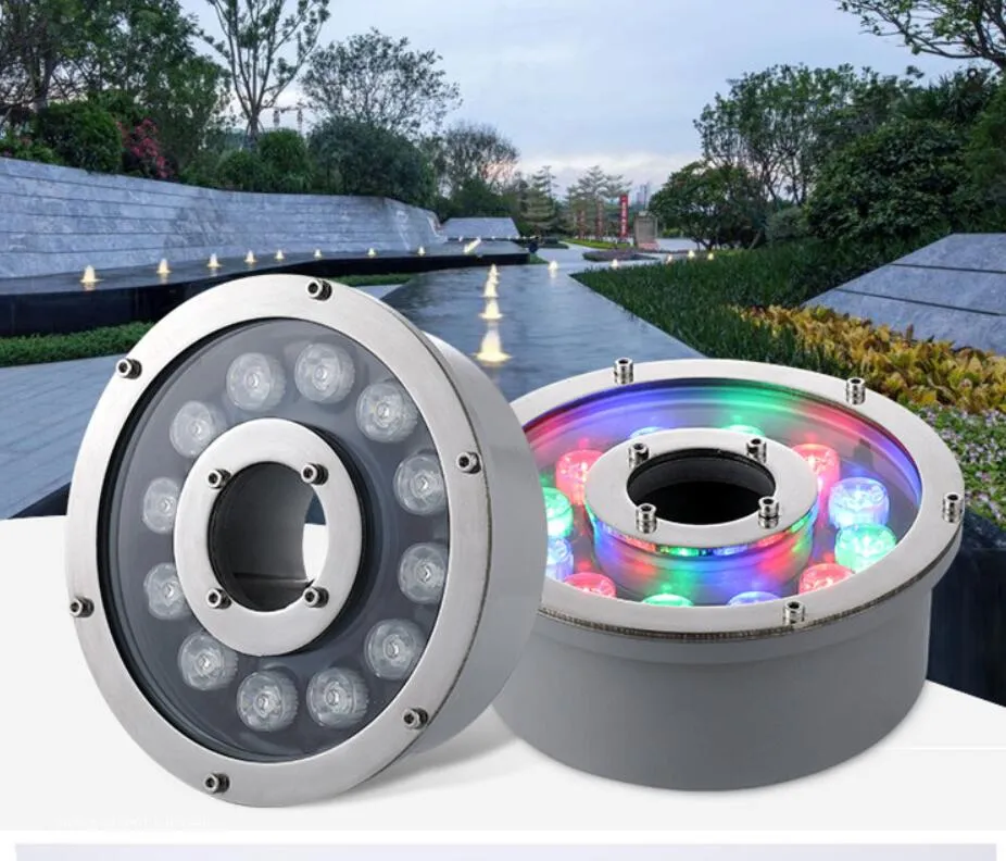 LED Underwater Fountain Spot Light, RGB, Green, Blue, Yellow, White, 6/9/12/18/24/36W, Ideal for Pond or Swimming Pool