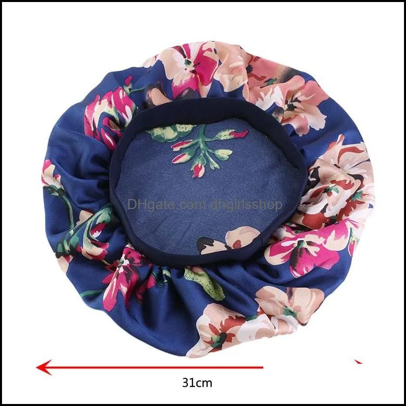 Fashion Women Imitation Silk Turban Elastic Muslim Hat Chemo Cap Floral Print Headwrap Soft Sleeping Hat Beanie Hijabs Accessories