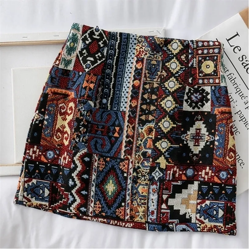 HELIAR Boho Patchwork Partern Jupe A-ligne Jupes Nationales Printemps Mini Jambe Large BOHO Vintage Pour Femmes 220401