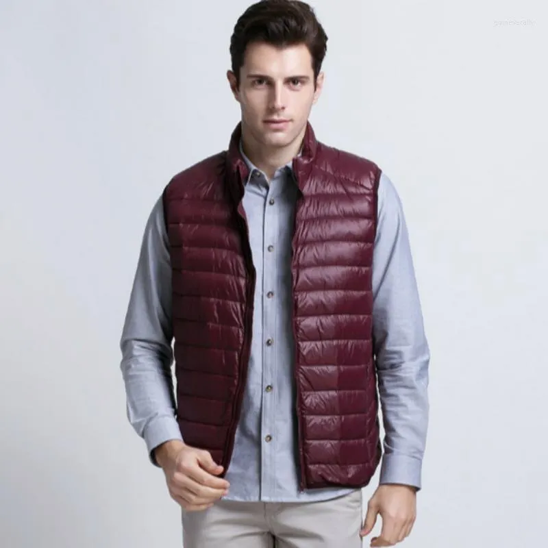 Men's Vests Man Ultra Light Down Vest Spring Autumn Sleeveless Jacket Stand Collar Male Casual Winter Outerwear Coat Waistcoat Guin22