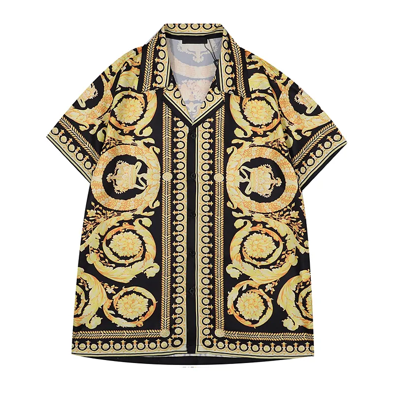 Stylish plaid Luxury Designer shirt men's stylish Geometric print bowling shirt Hawaiian floral casual men's slim short sleeve dress shirt item