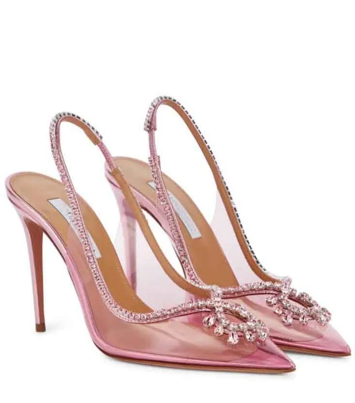 Знаменитый дизайн Aquazz Women Seduction Sandals обувь хрустально вставленные высокие каблуки