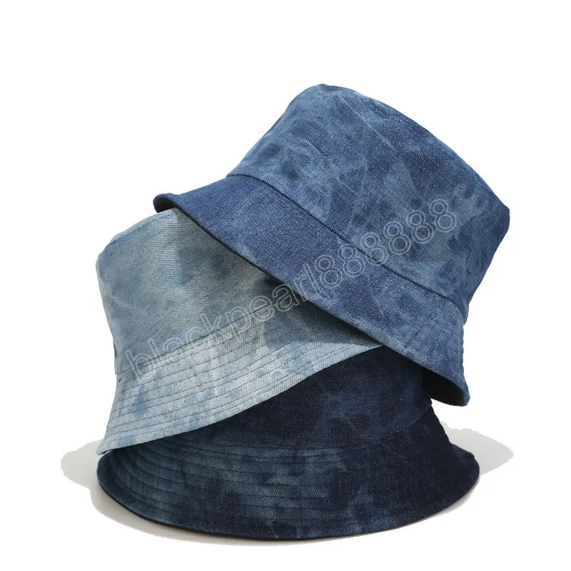 Patterned Denim Washed Bucket Hat Two Side Wear Unisex Bob Caps Hip Hop Gorros Men Women Panama Cap Beach Fishing Outdoor Sunhat