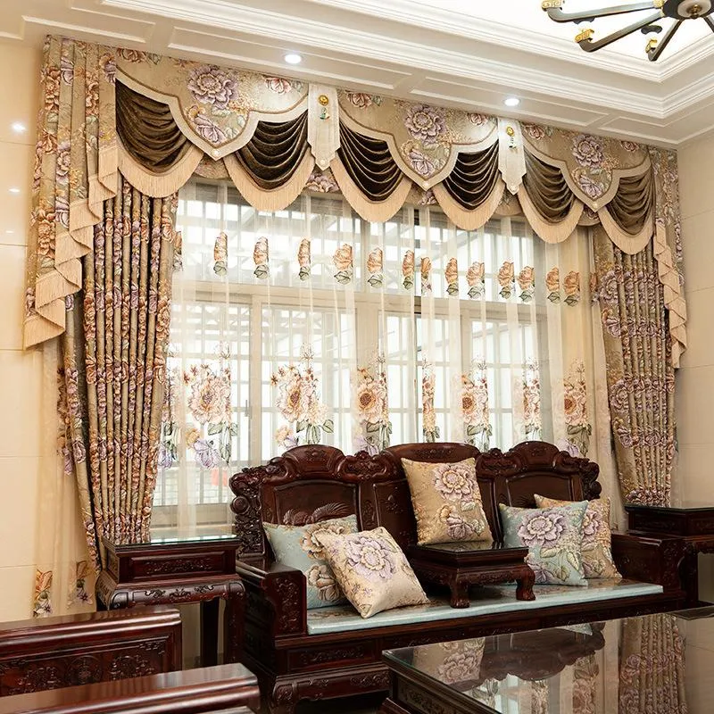 Cortinas Estilo europeo 4D Productos de alta precisión Cortinas personalizadas para sala de estar Comedor Dormitorio Villa Jacquard de lujo