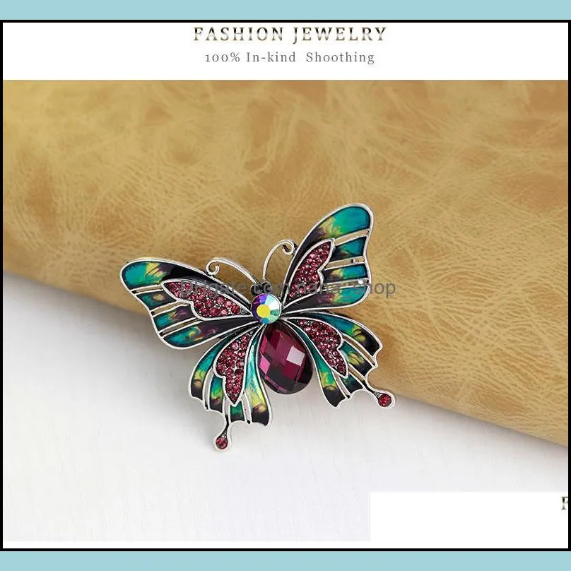 Sweater Butterfly Brooch Pins Rhinestone Crystal Brooches Women