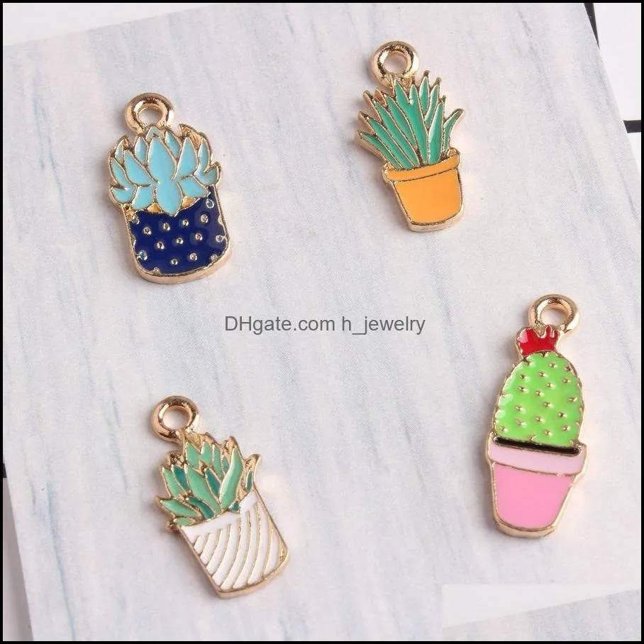 100pcs/lot kawaii multicapacity process pendant charms cute plant enamel oil drop metal bracelet necklace alloy charm 657 t2