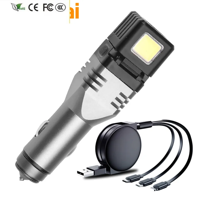 New XP-G Q5 COB Emergency Lighting Bulb Flashlight High-quality Aluminum Car LED Flashlight Built-in Rechargeable Battery Lantern