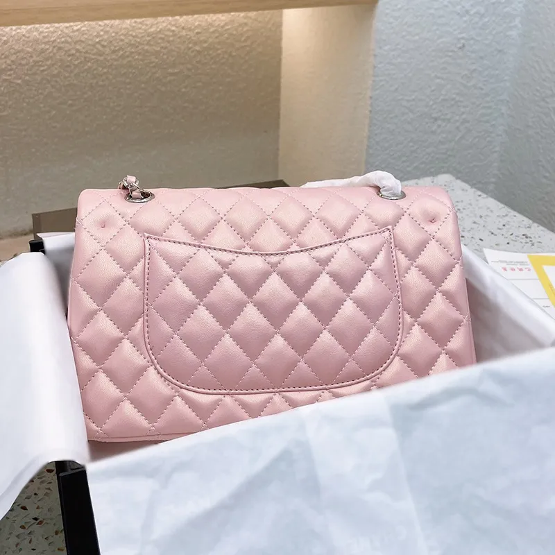 DHgate.com:Pearly Pink Double Flap Chain Crossbody Bag