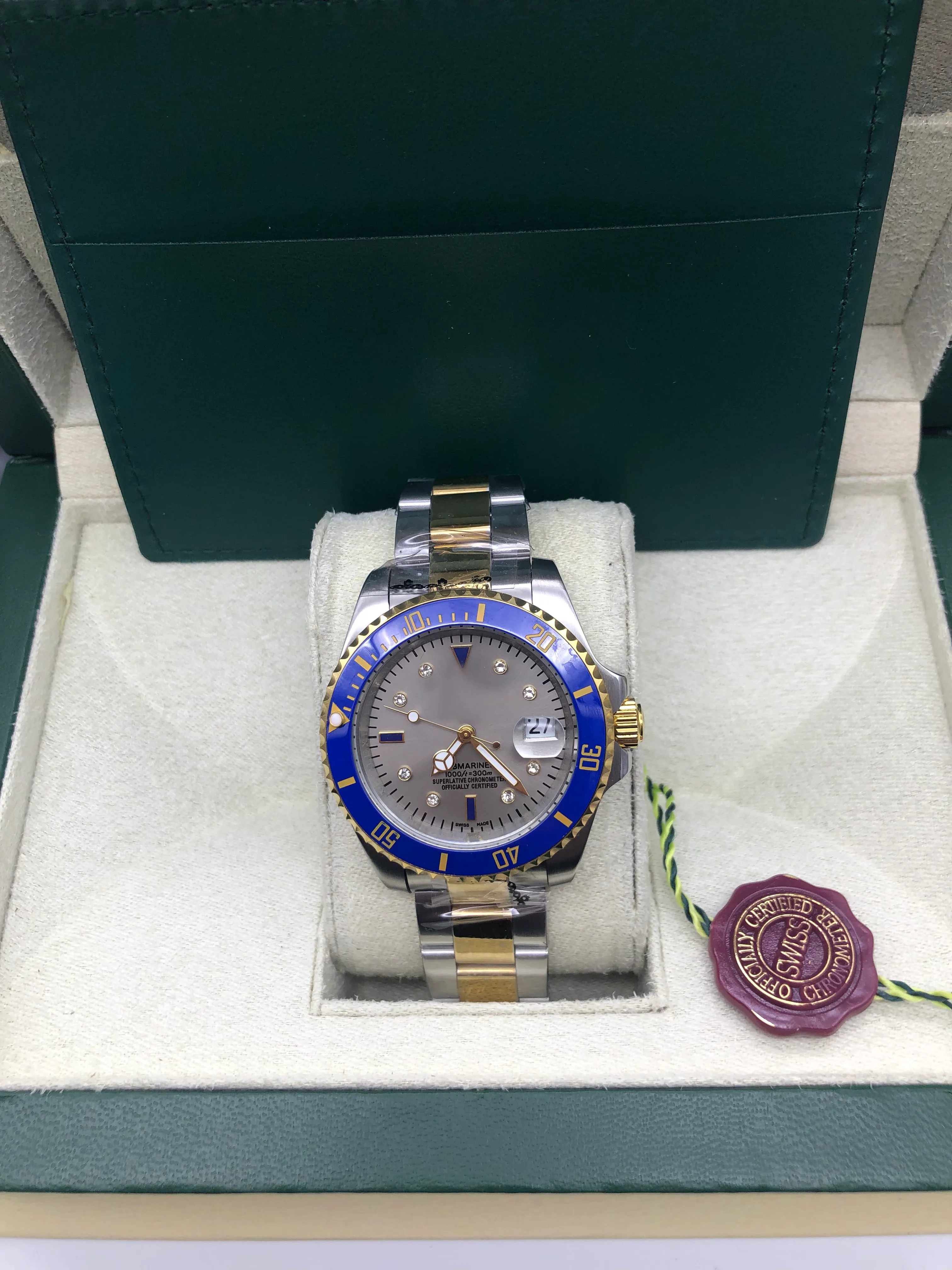 con scatola originale Top vendita Orologi di lusso Alta qualità II 116719 Lunetta in ceramica blu rossa 40mm GMT 116719BLRO Orologio da uomo automatico in oro bianco 18 carati NUOVO