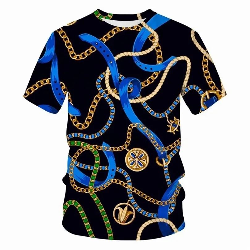 T-shirt serie Summer Chain da uomo/donna stampata in 3D casual stile Harajuku maglietta di moda streetwear abbigliamento uomo top 220407