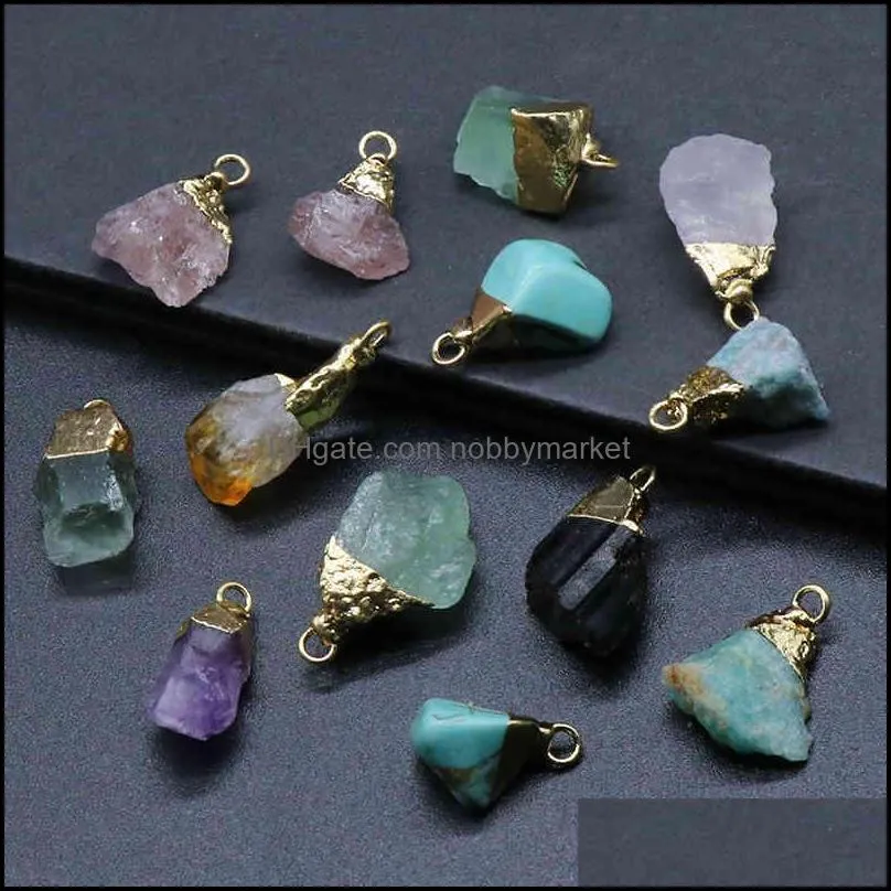 Crystal agate stone original gilding electroplating small pendant semi-finished DIY Bracelet Necklace Earring Jewelry material