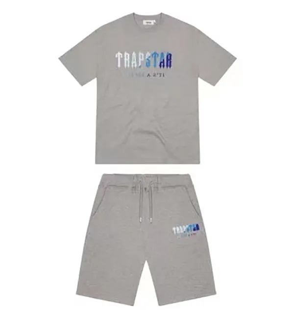 Trapstar London t-shirt Borst Wit-blauw Kleur Handdoek Borduren Heren Shorts Casual Straat Shirts Britse Modemerk Suits Eozi0nq1