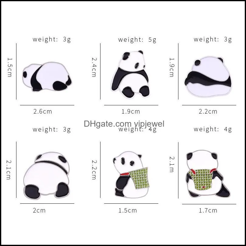 european cartoon geometric panda brooches pins unisex children cute animal clothing badge alloy enamel drop oil handbag  clothes pins