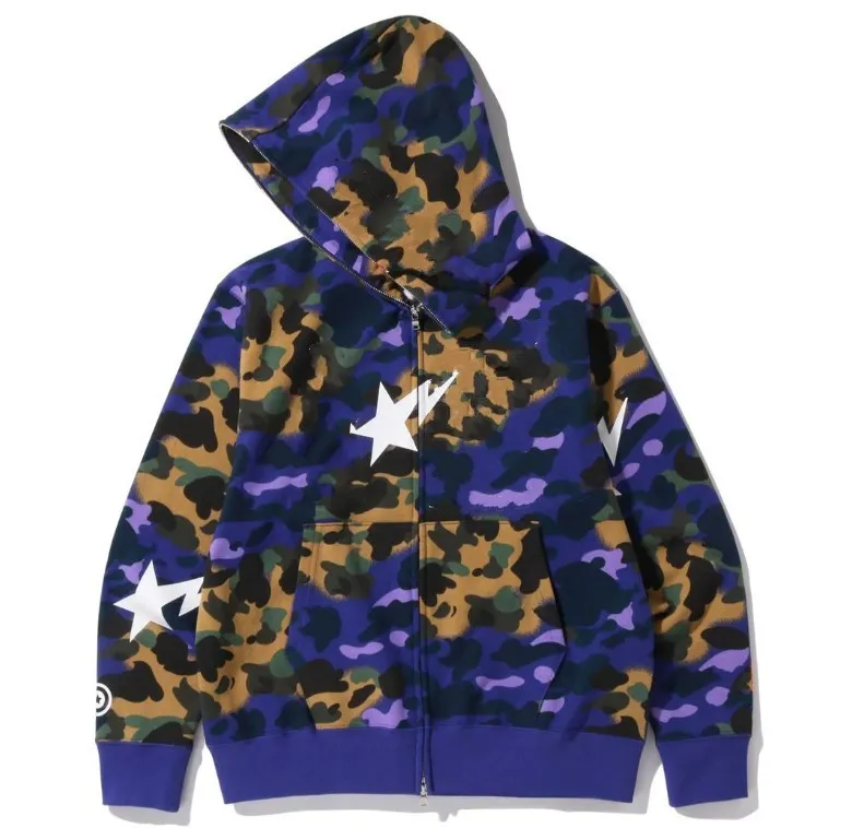 Herr Camouflage Huvjacka Camo cardigan Sweater Hip Hop hoodies Sweatshirt Streetwear Jackor S-3XL JK2221