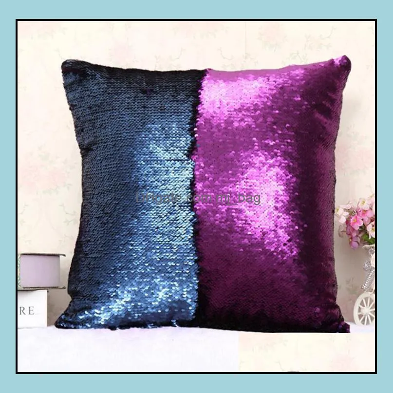 two-color sequins pillow case mermaid pillow covers home sofa car decor cushion christmas decoration 27 style free shipping 40*40cm