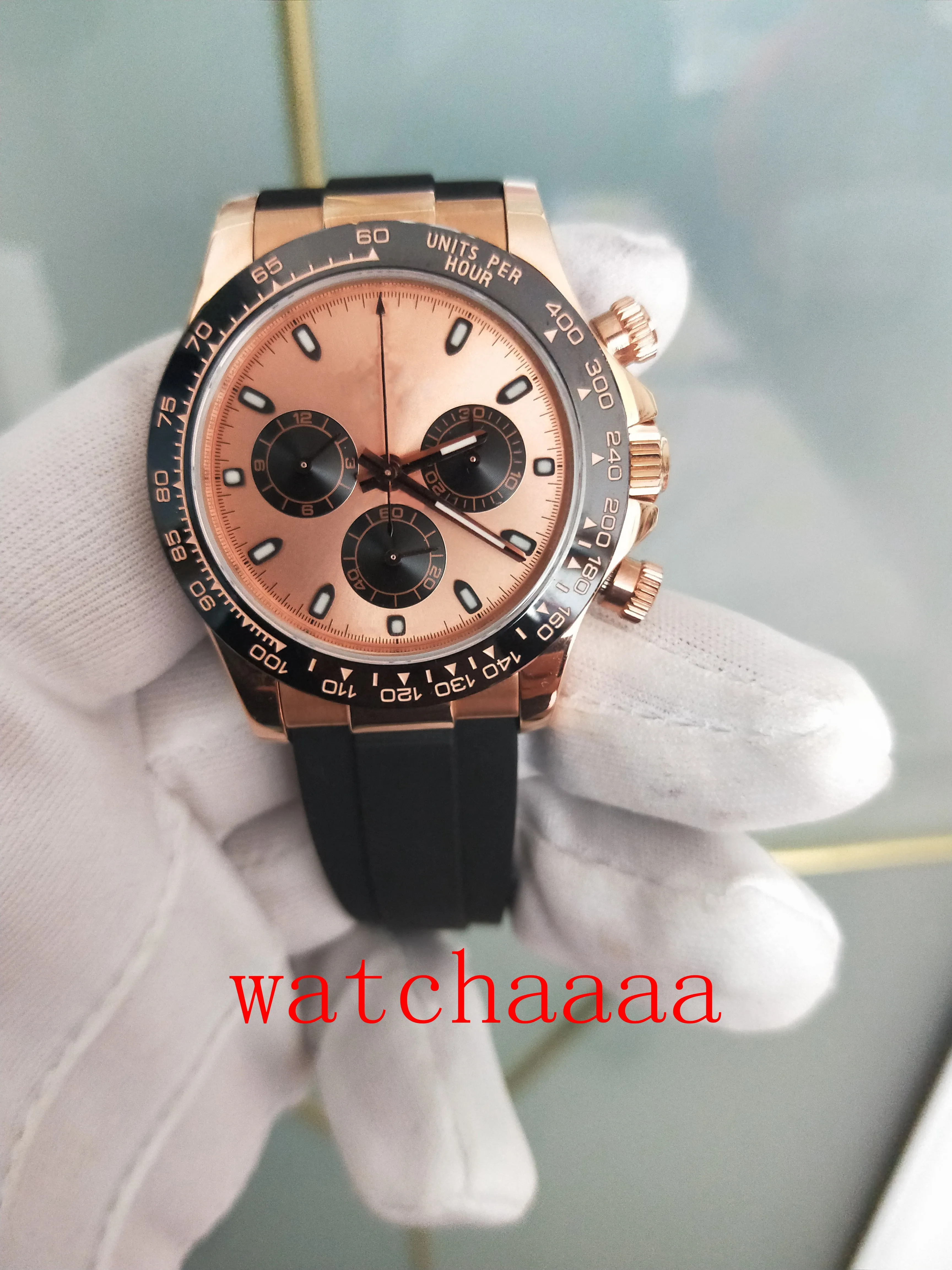 Высококачественный BP Mechanical 116515 Часы шампанского циферблата 40 -мм автоматический хронограф 7750 Движение 18K Rose Gold Rubber sters Bands Mens Watch