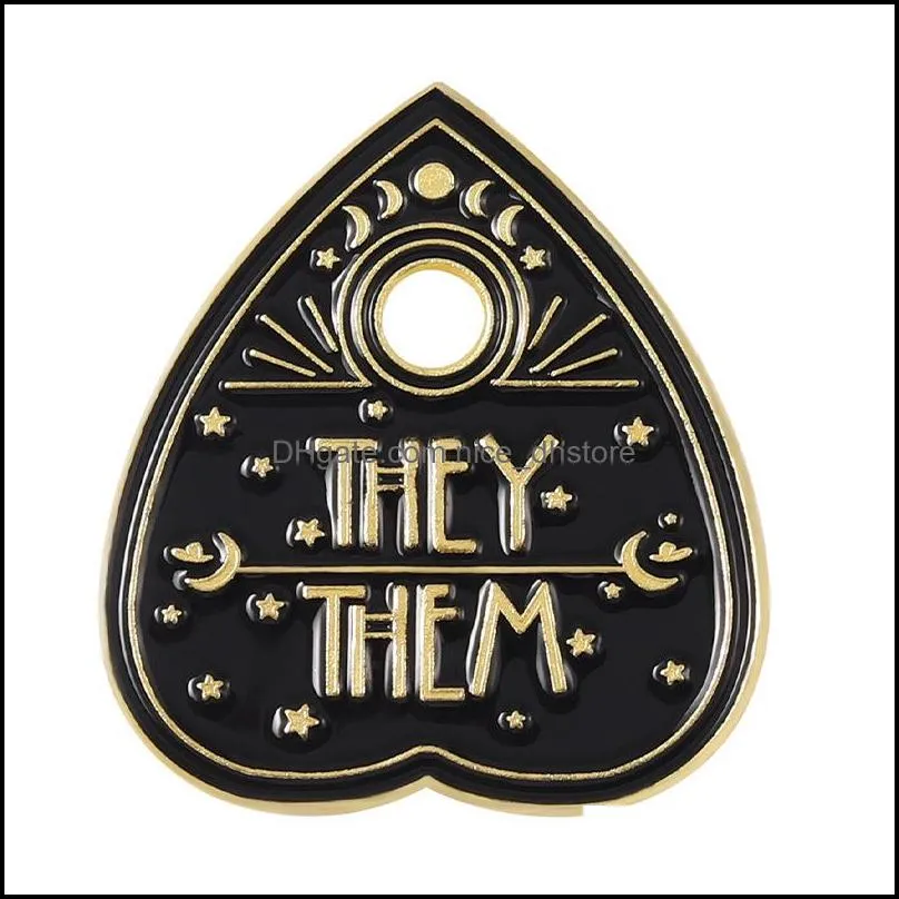 pronouns enamel pins custom she her he him they them brooches lapel badges punk black jewelry gift for friends