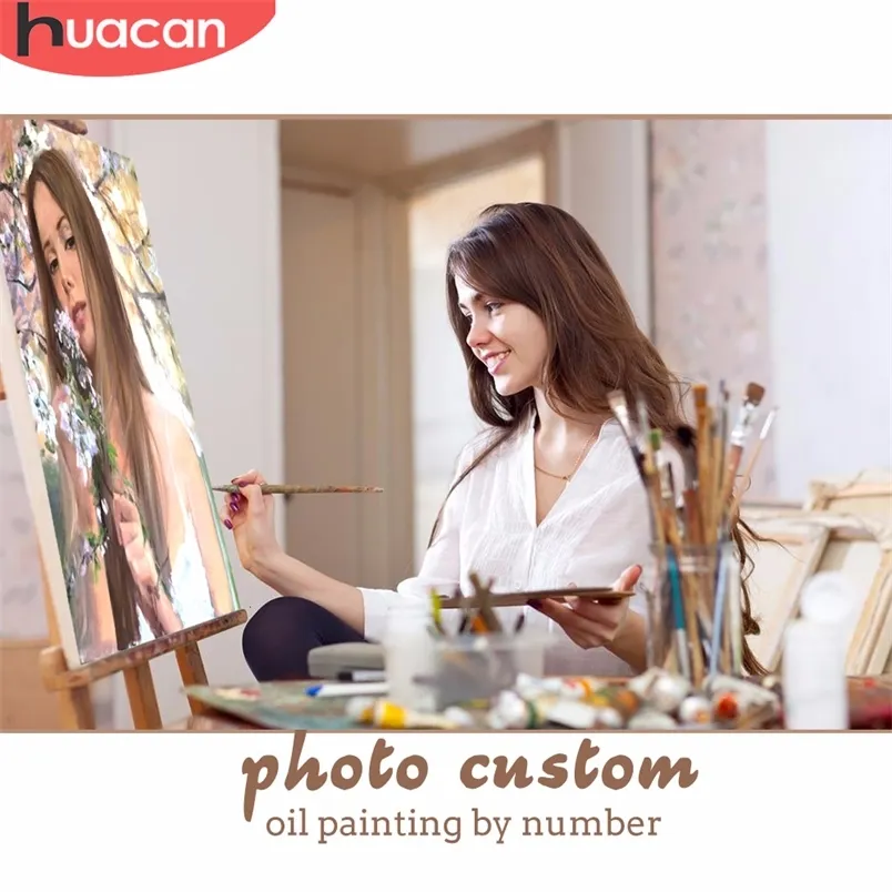 HUACAN Painting By Numbers Po Customized DIY Oil Kits Drawing Canvas Pictures Portrait Wedding Gift Paint Coloring By Numbers 220623