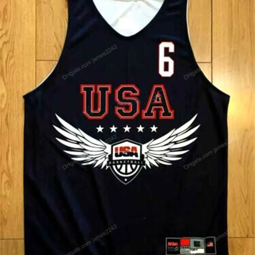 Nikivip Custom Derrick Rose #6 USA-Team-Basketball-Trikot, D.Rose Training American, genäht, blau, Größe S-4XL, beliebiger Name und Nummer, hochwertige Trikots