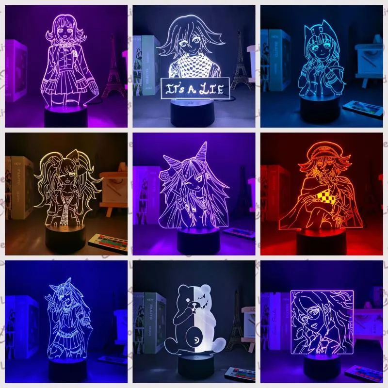 Luci notturne Lampada 3D Anime Danganronpa Figura RGB Ha condotto la luce per la decorazione domestica Regalo amico Acrilico Manga DanganronpaLuci notturneNotte