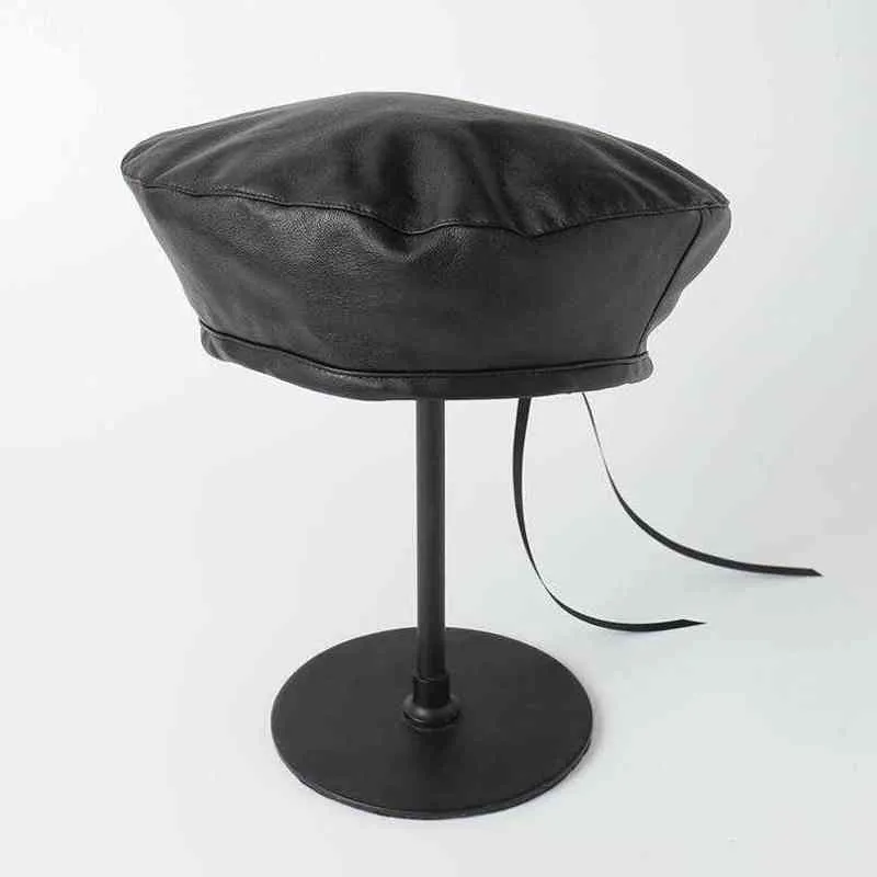 Jiangxihuitian Brand Fashion Feel Pu skórzana kapelusz kobiet czapka kobiet kobiet beret beret dziewczęta na wiosnę i jesień J220722