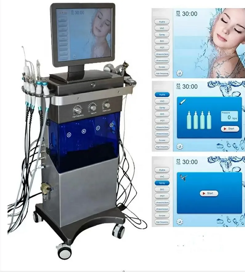 9 IN 1 Macchina per la rimozione delle rughe del viso Hydra Ringiovanimento della pelle RF Microdermoabrasione Hydro Dermoabrasione Bio-lifting hydrabeauty MD Spa Machine