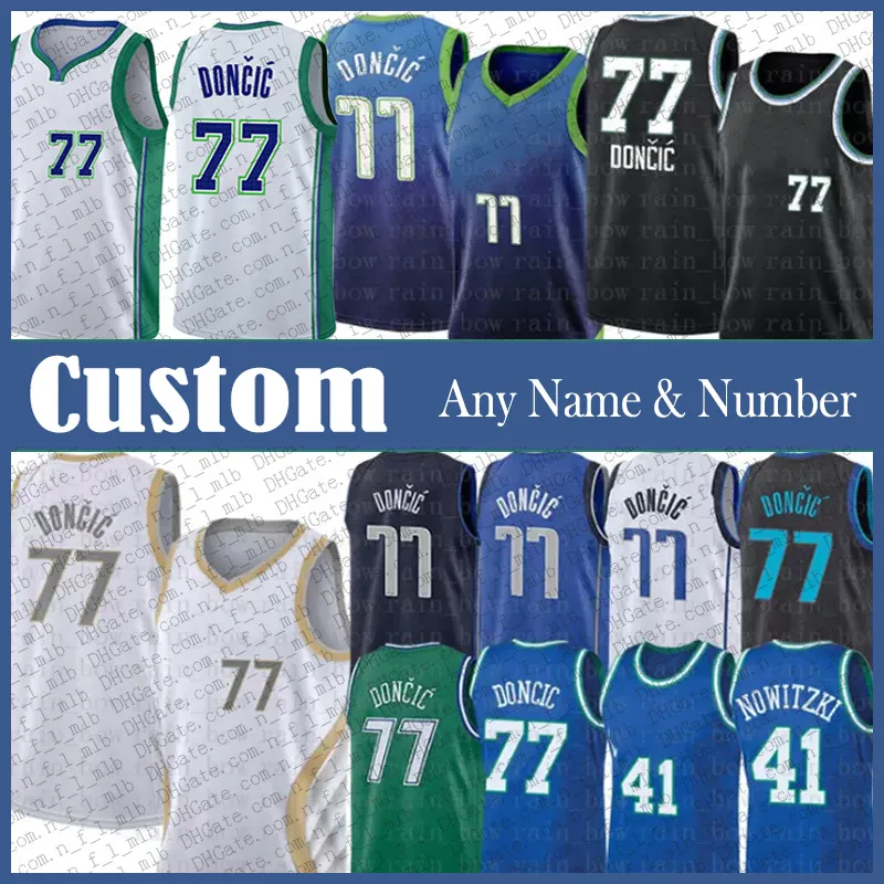 77 Luka 41 Dirk Doncic Nowitzki Custom Mens Basketball Jersey 13 Jalen 42 Maxi Brunson Kleber Dwight Reggie Powell Bullock Spencer Trey Davis Dinwiddie Burke Bertans