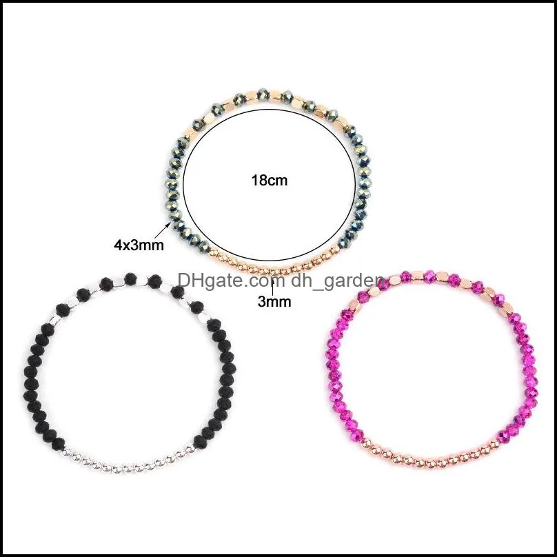 DIY Handmade 27 Multicolors Acrylic Hematite Stretch Beaded Bracelets Elastic Crystal Beads Bracelets for women