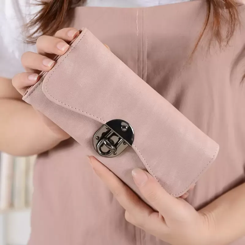 مصمم المرأة طويلة محفظة مخلب محفظة الأزياء الكورية طالب قفل متعدد الوظائف السيدات محفظة حقيبة لطيفة جودة قابلة للطي المحفظة