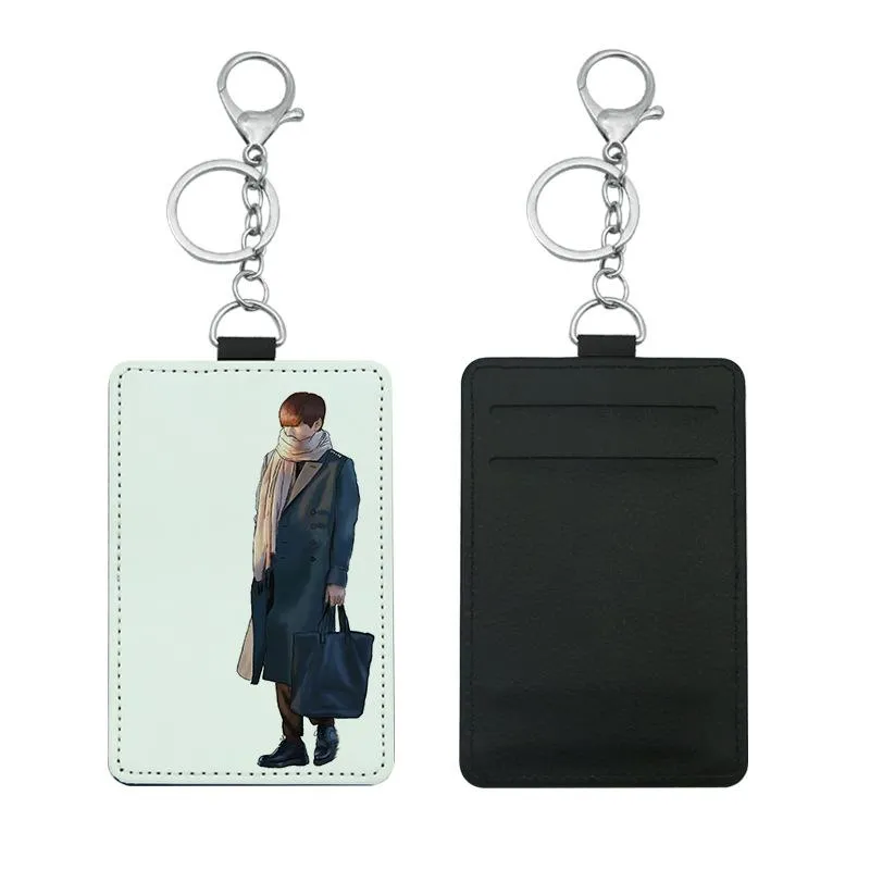 Sublimation Card Holder PU Leather Blank Credit Cards Bag Case Heat Transfer Print DIY Holders With Keychain 2299 T2